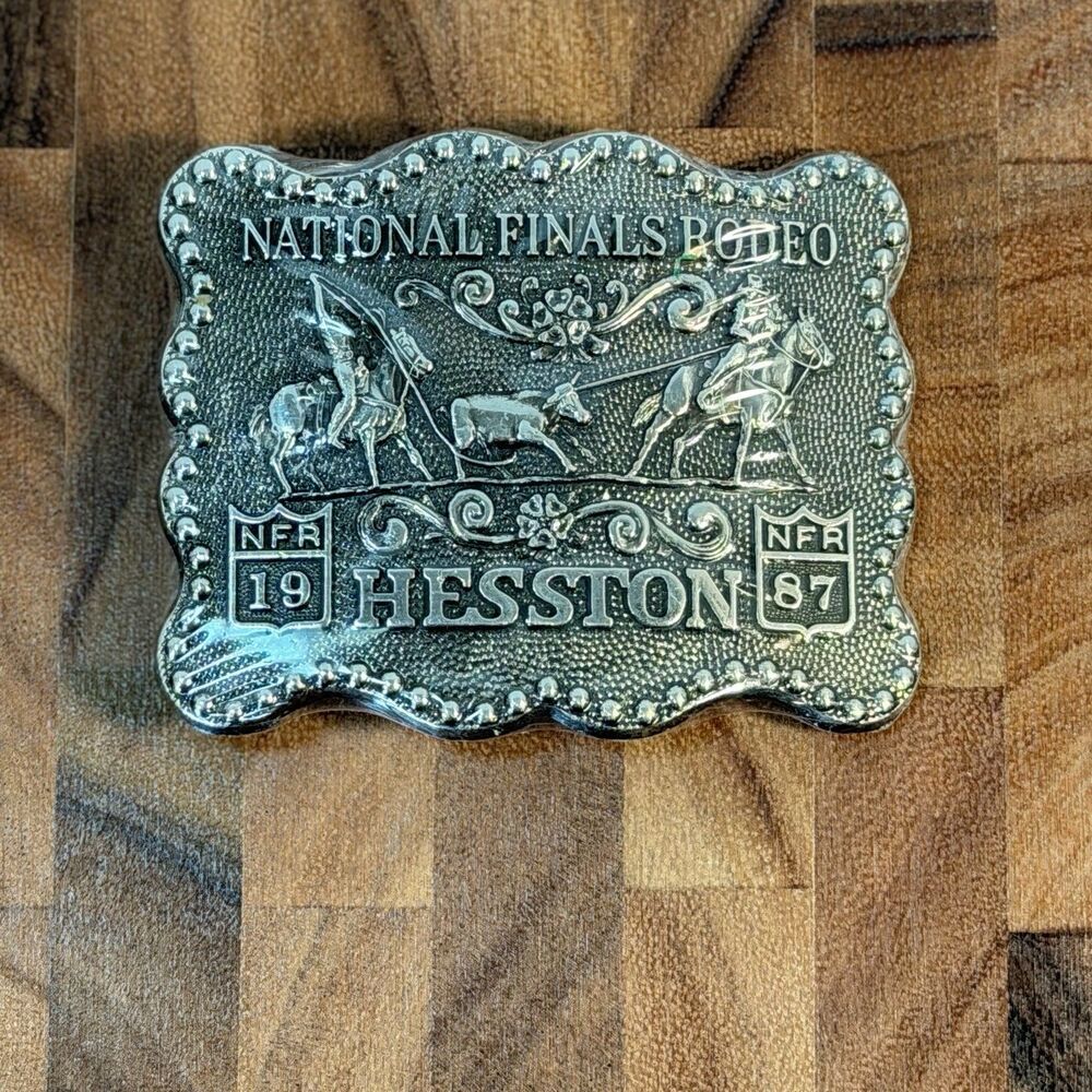 Vtg 1987 National Finals Rodeo Hesston NFR Cowboy Belt Buckle Sealed